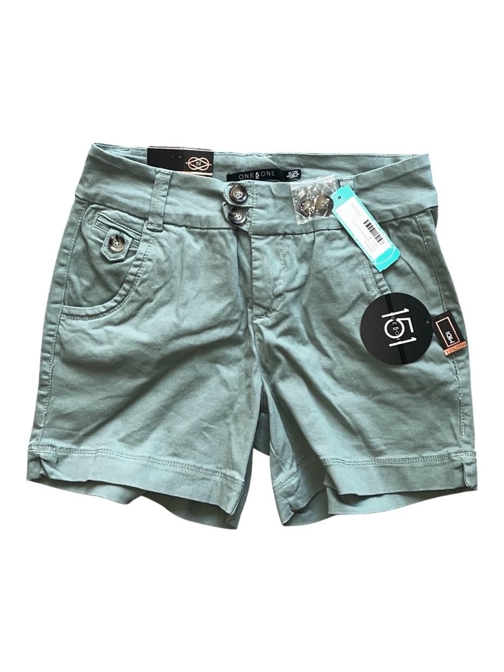 one 5 one Green Women's Midi Length Shorts with Front Pockets Size 8/29
